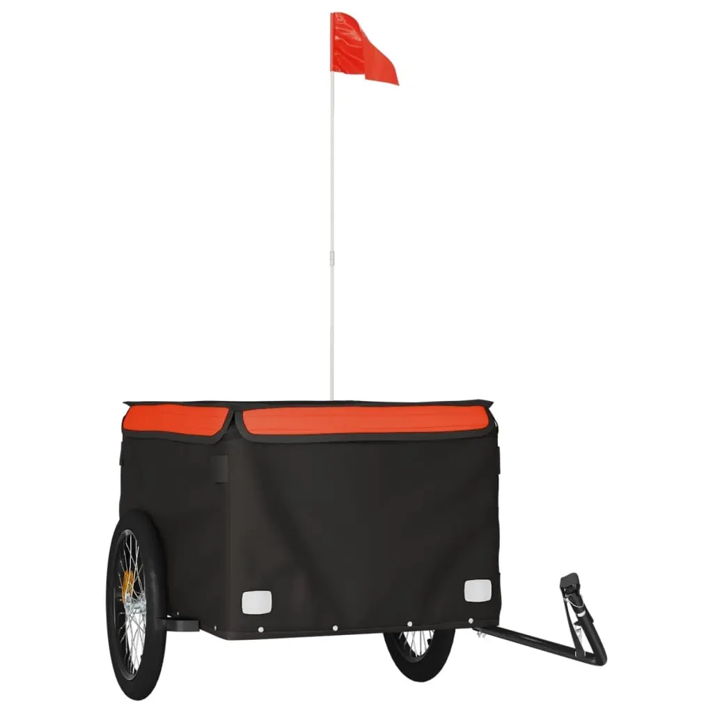 Bike Trailer Black and Orange 45 kg Iron 94089 - Sports & Outdoor