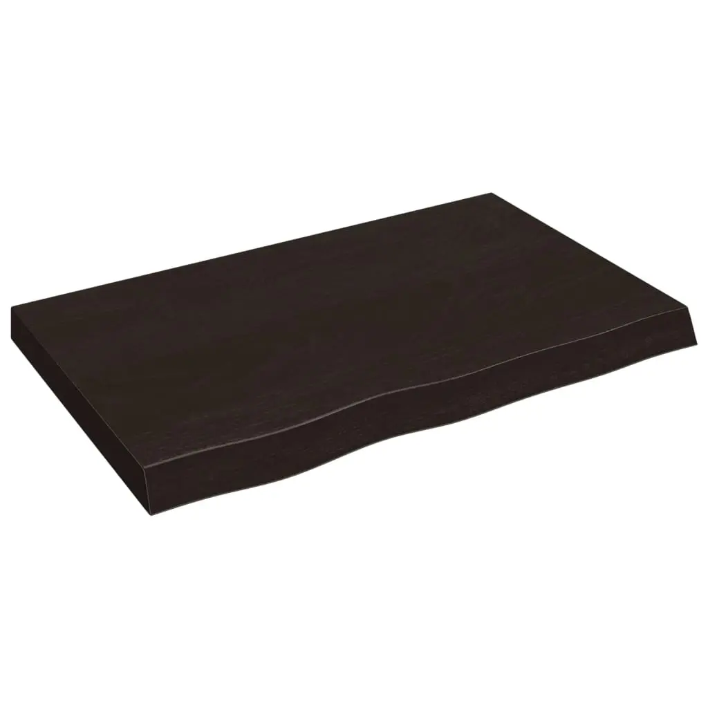 Table Top Dark Brown 80x50x6 cm Treated Solid Wood Oak 3156421 - Furniture