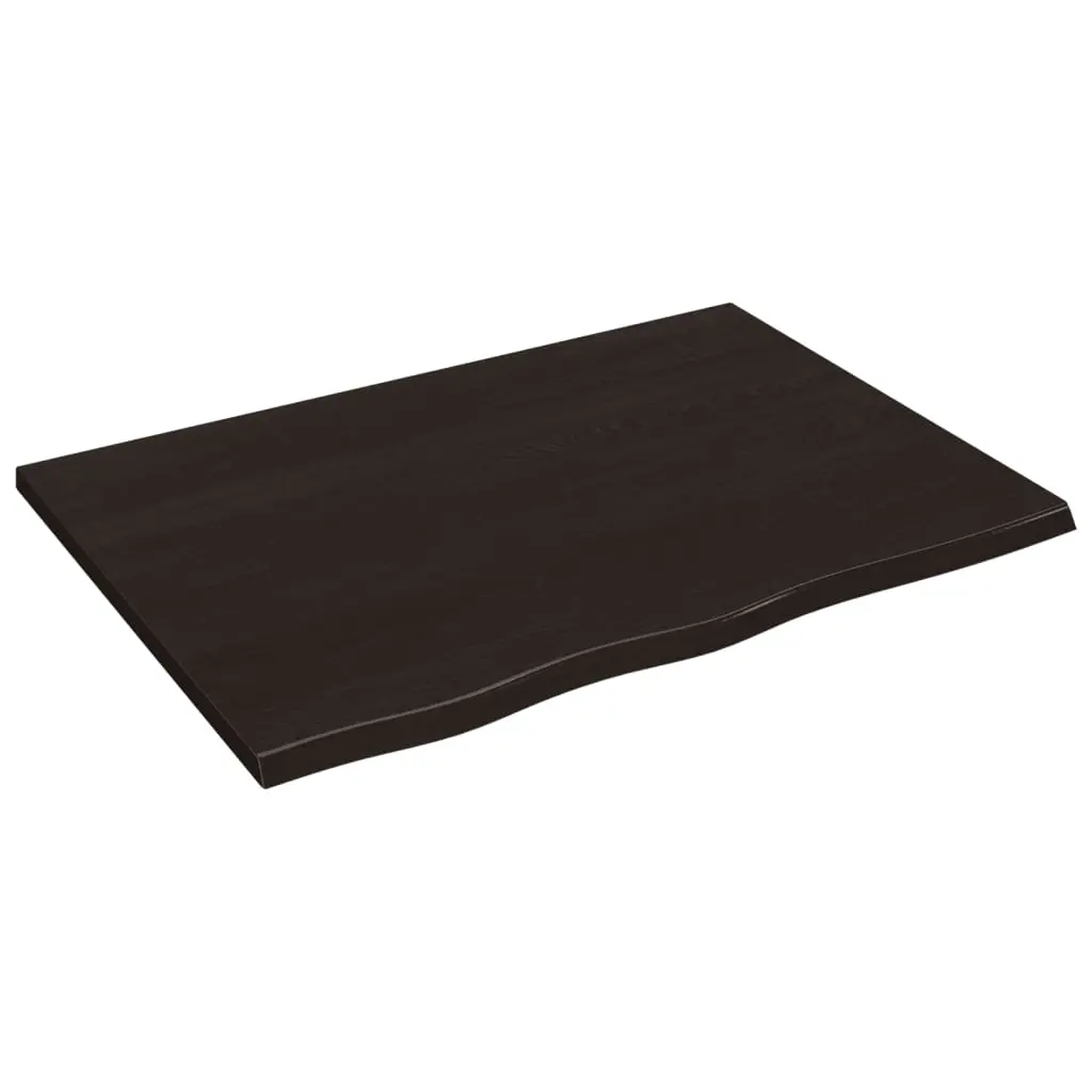 Table Top Dark Brown 80x60x2 cm Treated Solid Wood Oak 3156422 - Furniture
