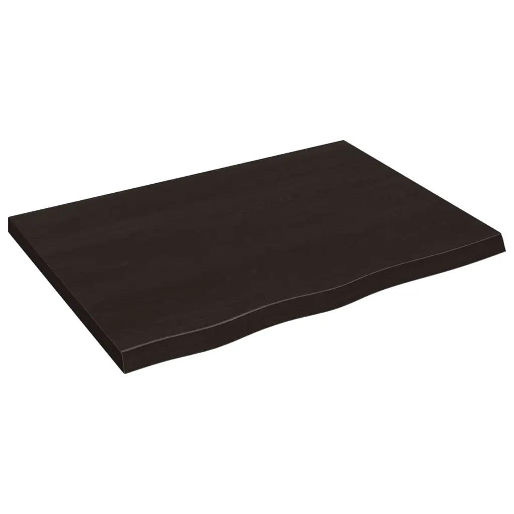 Table Top Dark Brown 80x60x4 cm Treated Solid Wood Oak 3156423 - Furniture