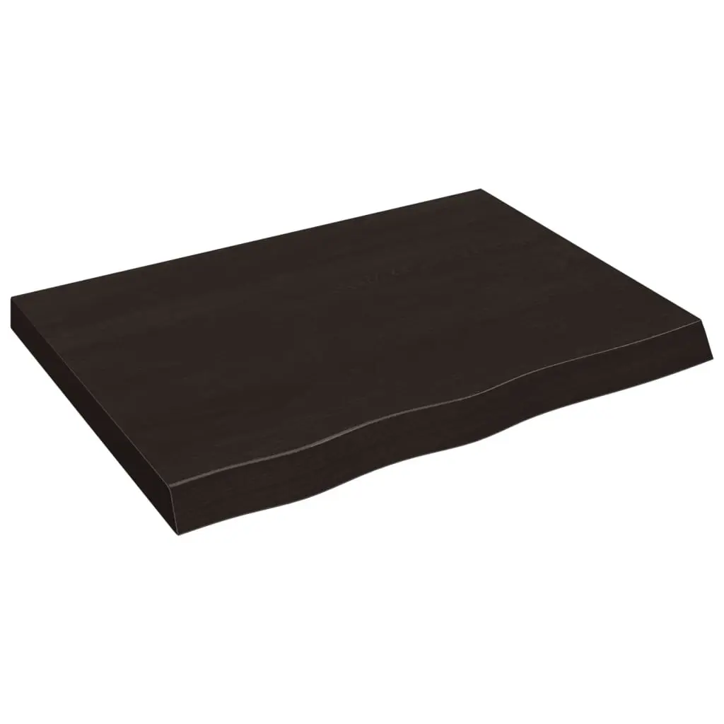 Table Top Dark Brown 80x60x6 cm Treated Solid Wood Oak 3156424 - Furniture