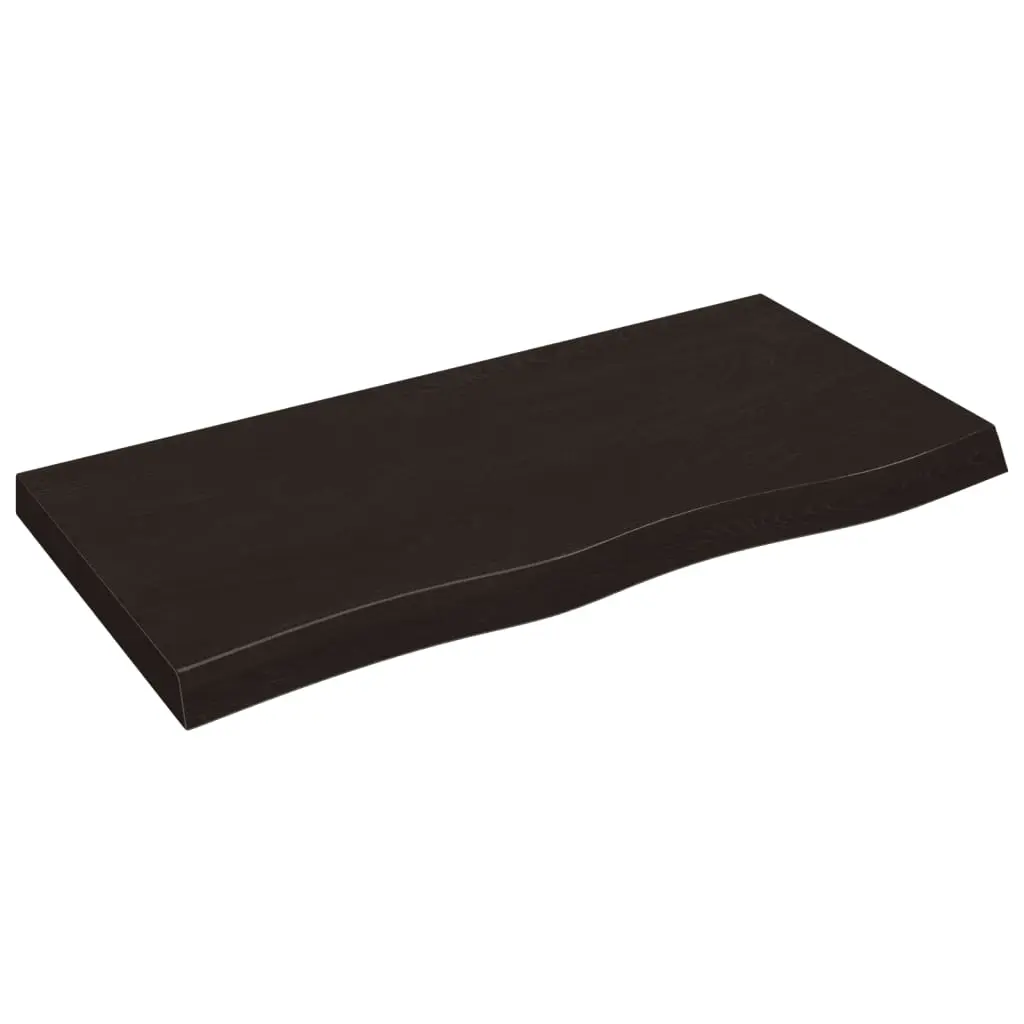 Table Top Dark Brown 100x50x6 cm Treated Solid Wood Oak 3156430 - Furniture