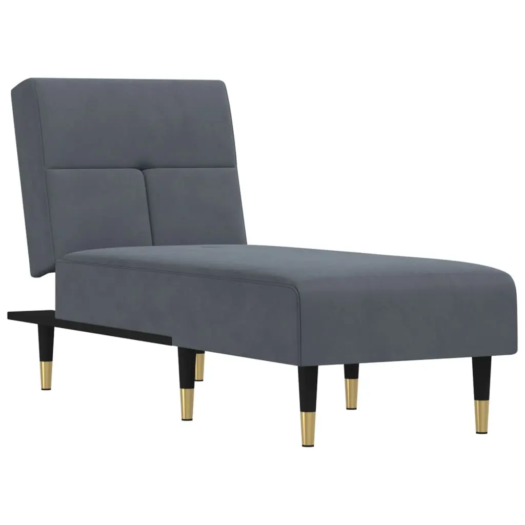 Chaise Longue Dark Grey Velvet 352809 - Furniture