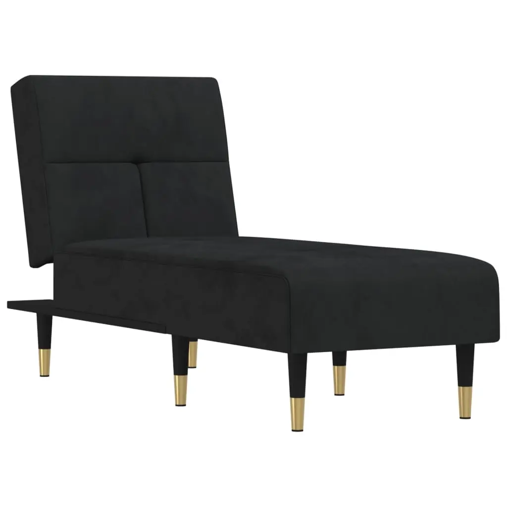 Chaise Longue Black Velvet 352811 - Furniture