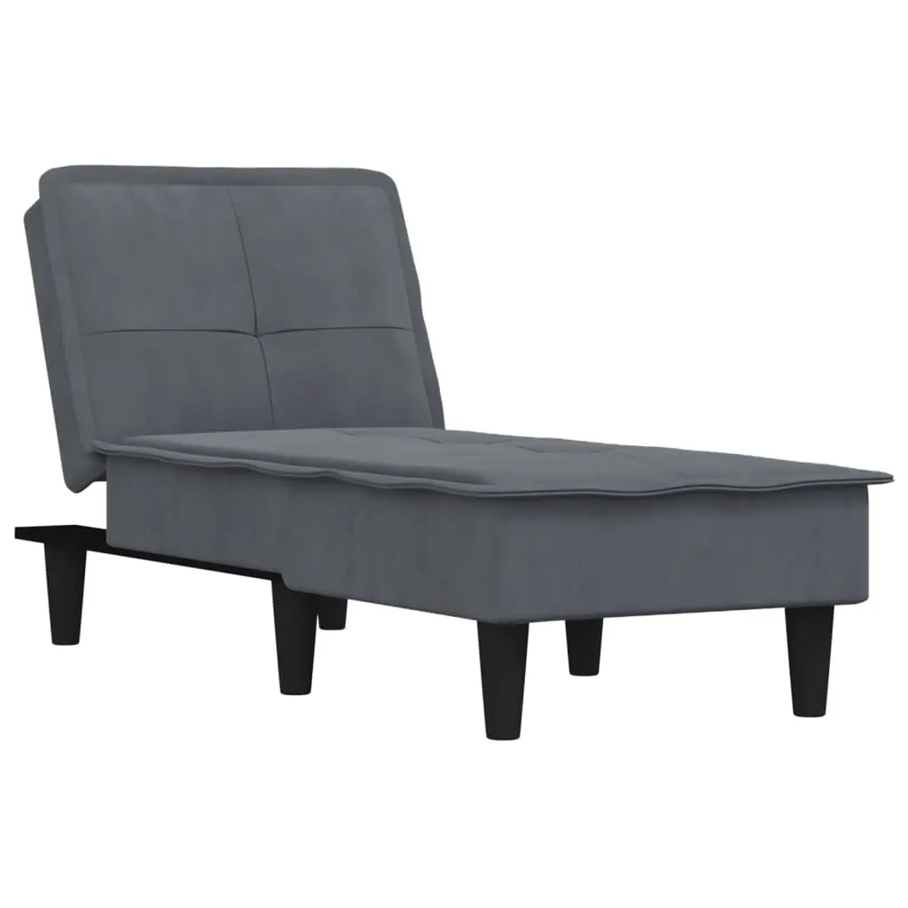 Chaise Longue Dark Grey Velvet 352845 - Furniture