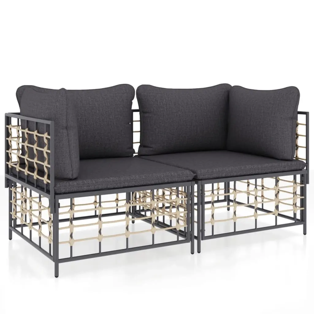 Sectional Corner Sofas with Cushions 2 pcs Poly Rattan 3186691 - Furniture
