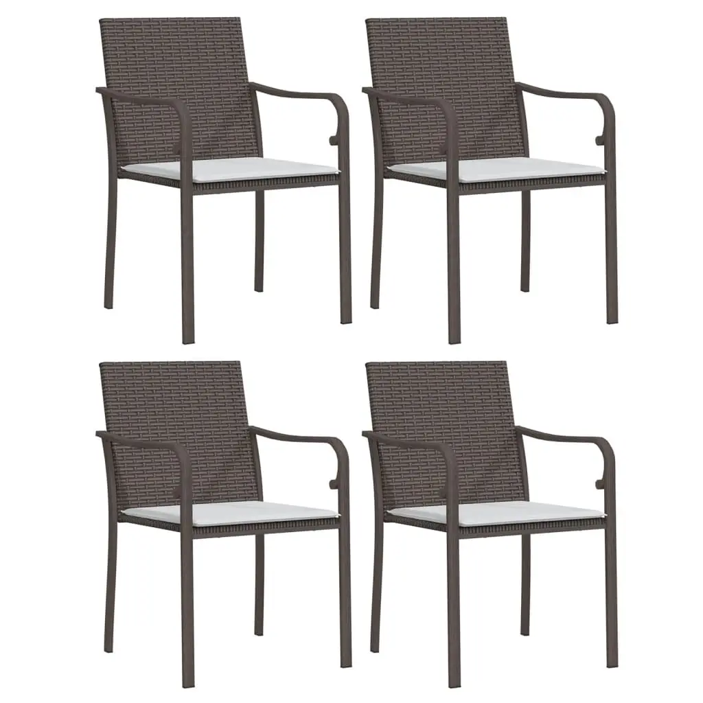 Garden Chairs with Cushions 4 pcs Brown 56x59x84 cm Poly Rattan 3187073 - Furniture