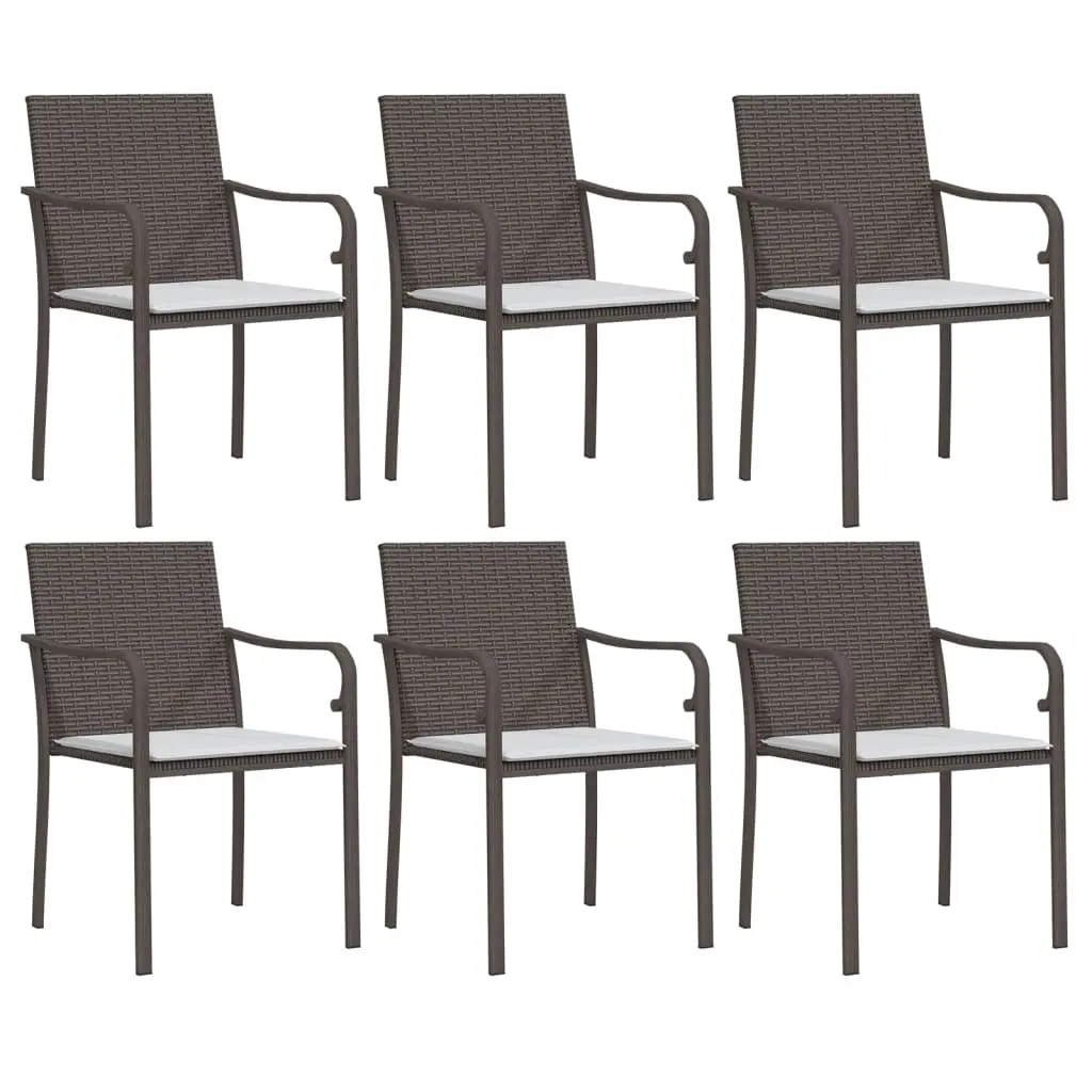 Garden Chairs with Cushions 6 pcs Brown 56x59x84 cm Poly Rattan 3187074 - Furniture