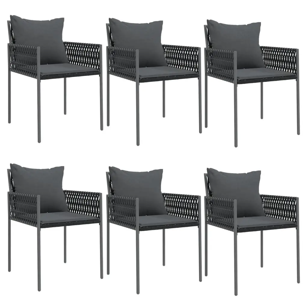 Garden Chairs with Cushions 6 pcs Black 54x61x83 cm Poly Rattan 3187090 - Furniture