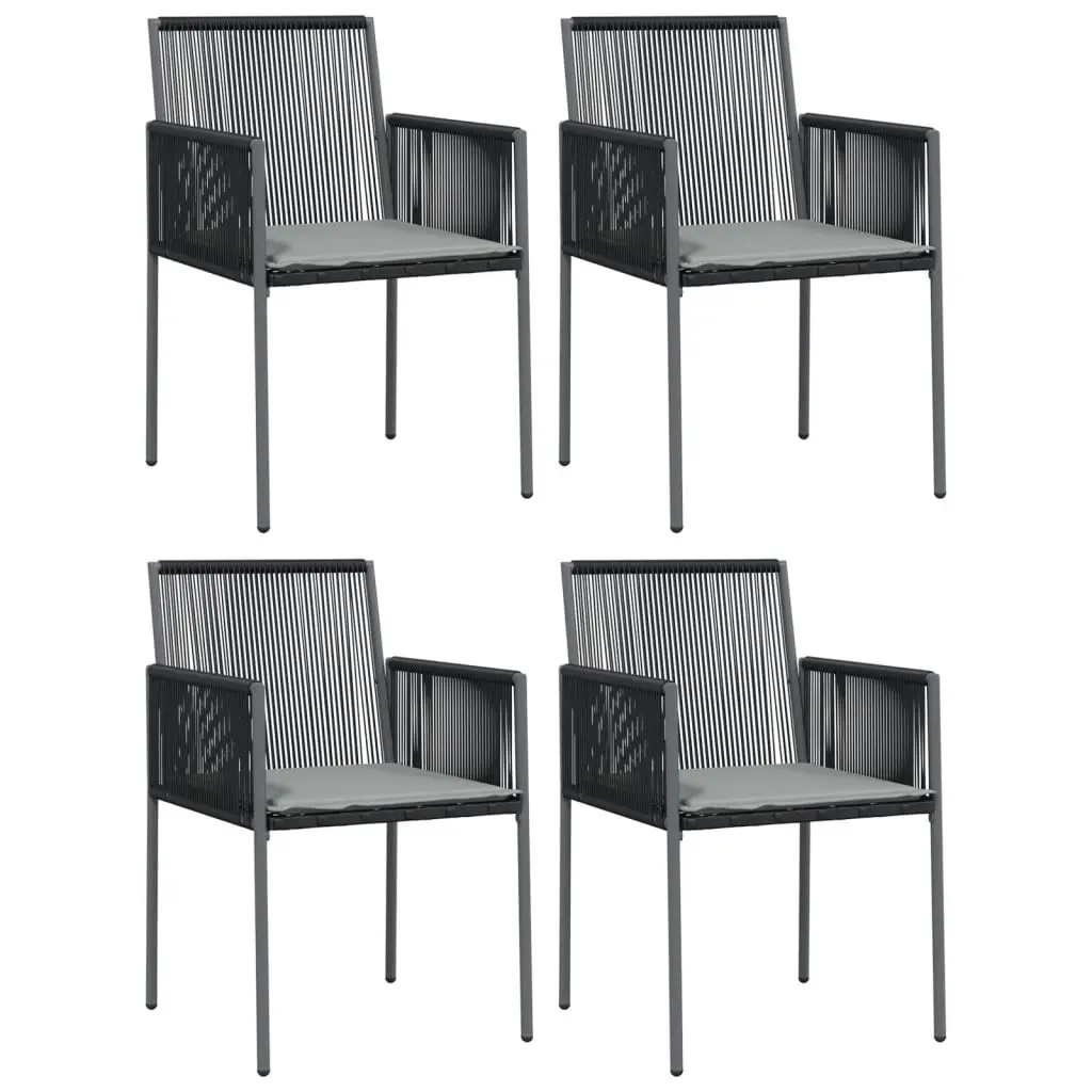 Garden Chairs with Cushions 4 pcs Black 54x60.5x83.5 cm Poly Rattan 3187091 - Furniture