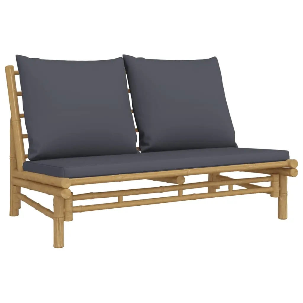 Garden Bench with Dark Grey Cushions Bamboo 363457 - Furniture