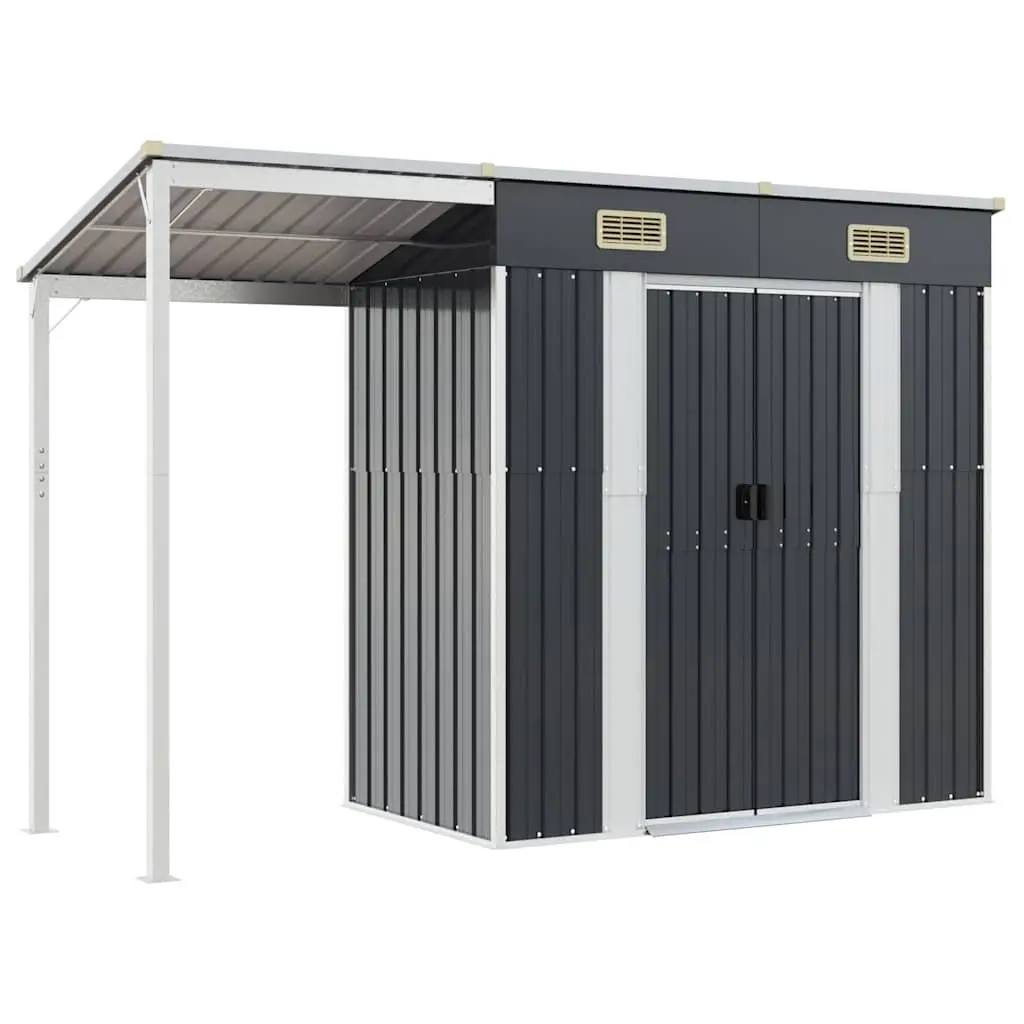 Garden Shed with Extended Roof Anthracite 277x107x181 cm Steel 364526 - Home & Garden