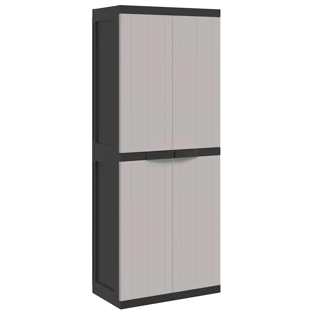 Outdoor Storage Cabinet Grey and Black 65x37x165 cm PP 364201 - Furniture