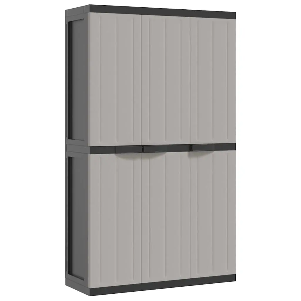 Outdoor Storage Cabinet Grey and Black 97x37x165 cm PP 364203 - Furniture