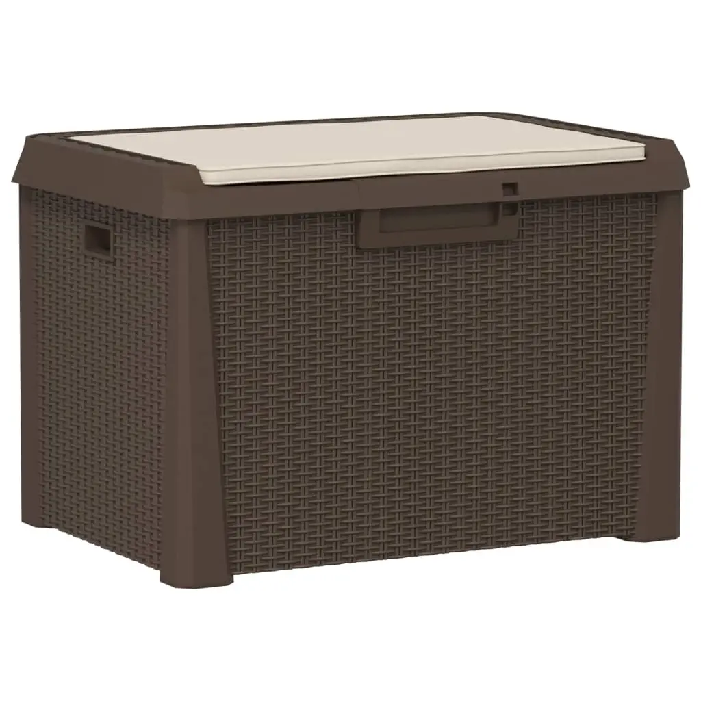 Garden Storage Box with Seat Cushion Brown 125 L PP 364212 - Outdoor Storage Boxes - Up to 60% off
