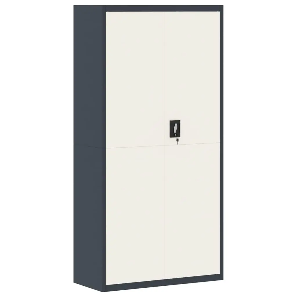 File Cabinet Anthracite and White 90x40x180 cm Steel 339756 - Furniture
