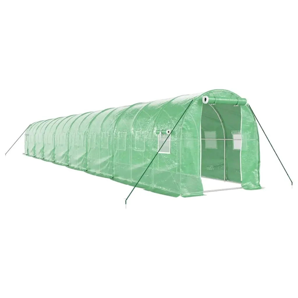 Greenhouse with Steel Frame Green 32 m² 16x2x2 m 3188023 - Home & Garden