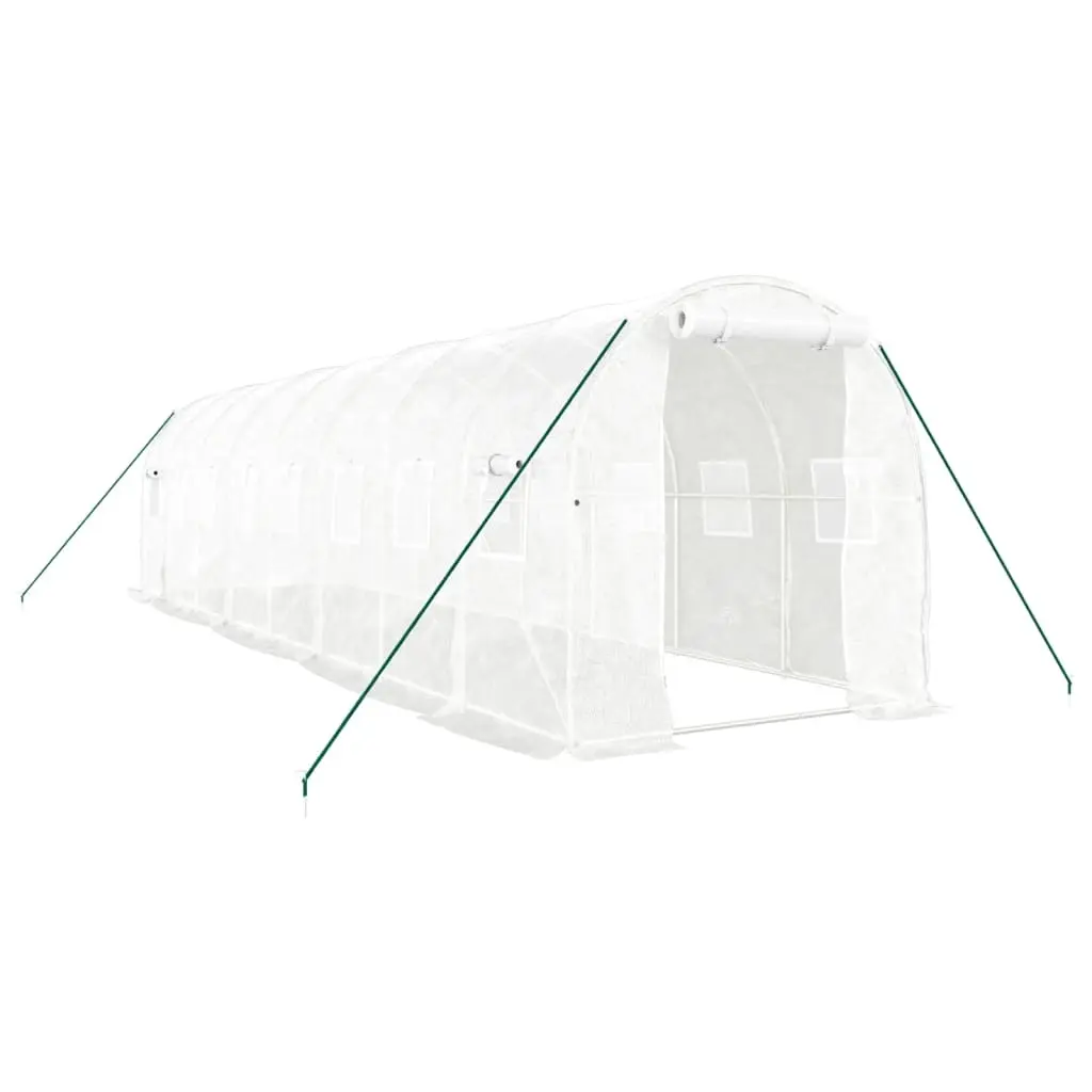 Greenhouse with Steel Frame White 16 m² 8x2x2 m 3188030 - Home & Garden