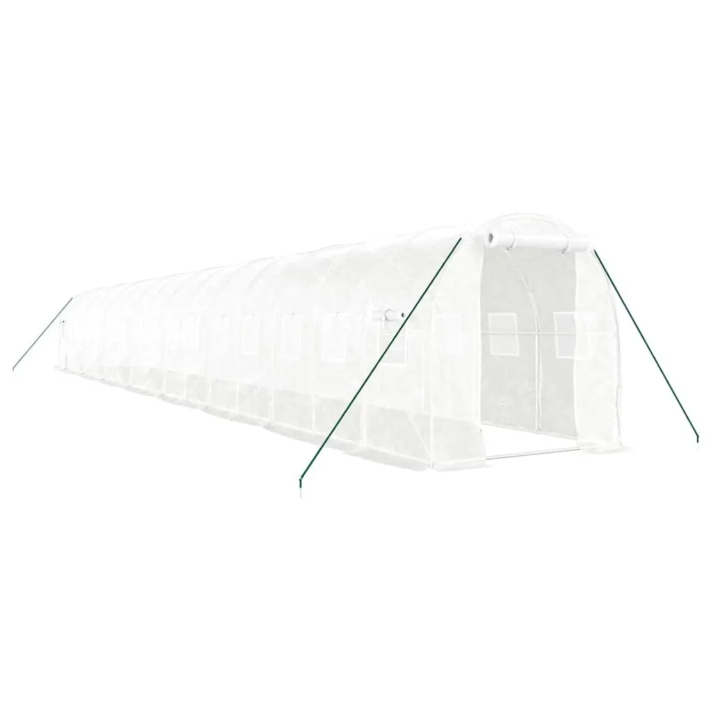Greenhouse with Steel Frame White 32 m² 16x2x2 m 3188034 - Home & Garden