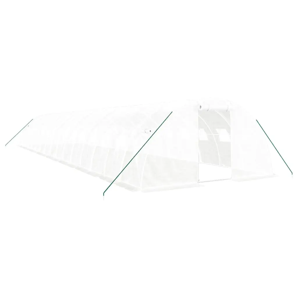 Greenhouse with Steel Frame White 64 m² 16x4x2 m 3188078 - Home & Garden