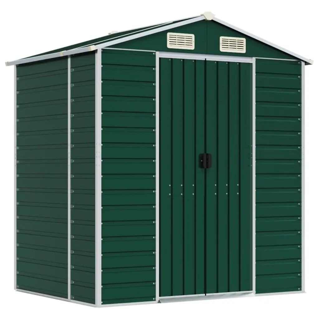 Garden Shed Green 191x130x198 cm Galvanised Steel 3188231 - Home & Garden