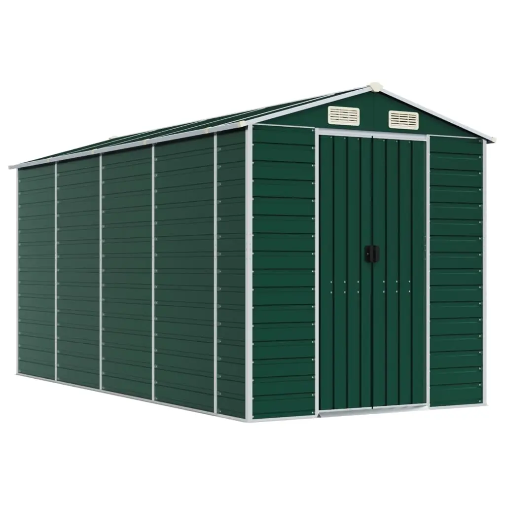 Garden Shed Green 191x385x198 cm Galvanised Steel 3188234 - Home & Garden