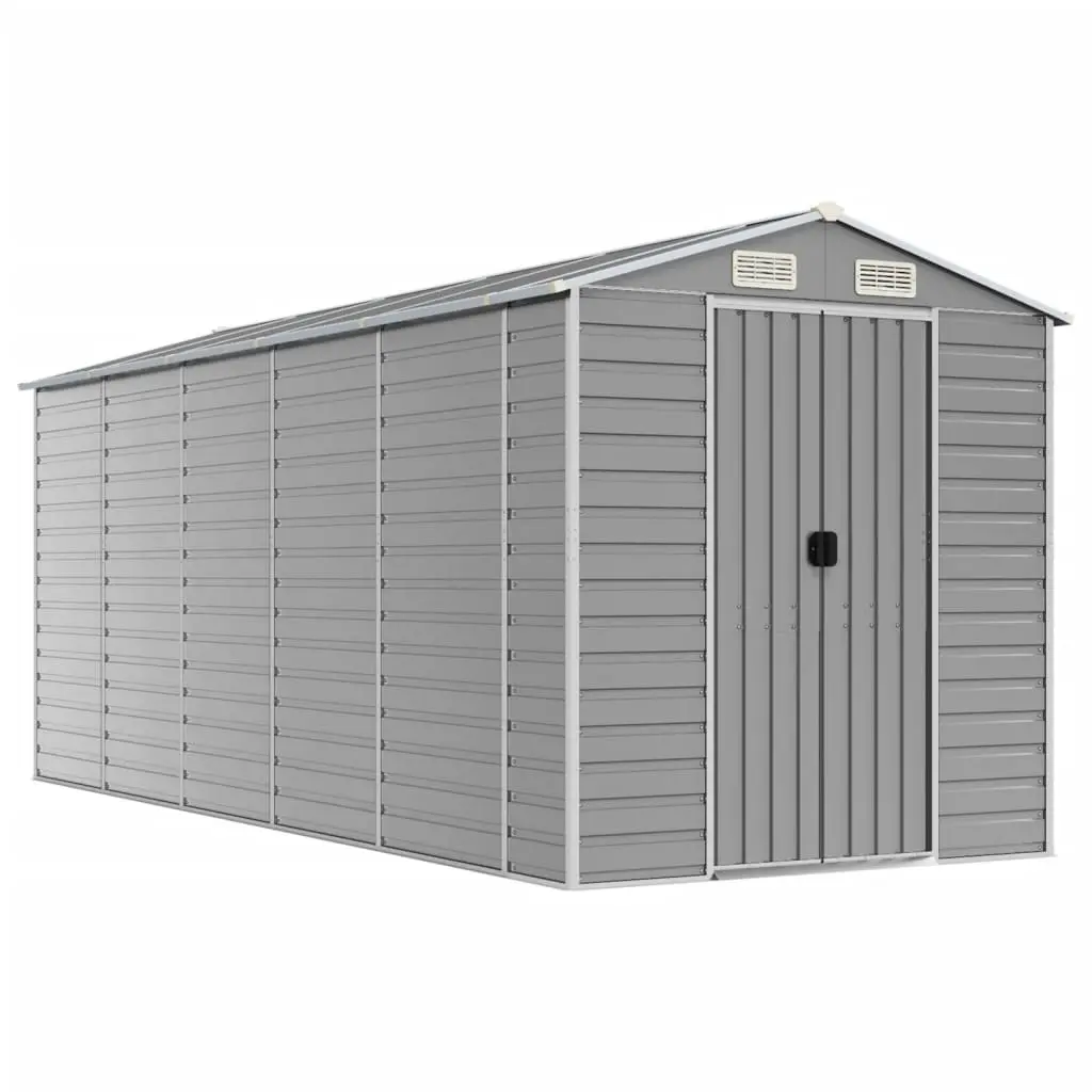Garden Shed Light Grey 191x470x198 cm Galvanised Steel 3188246 - Home & Garden