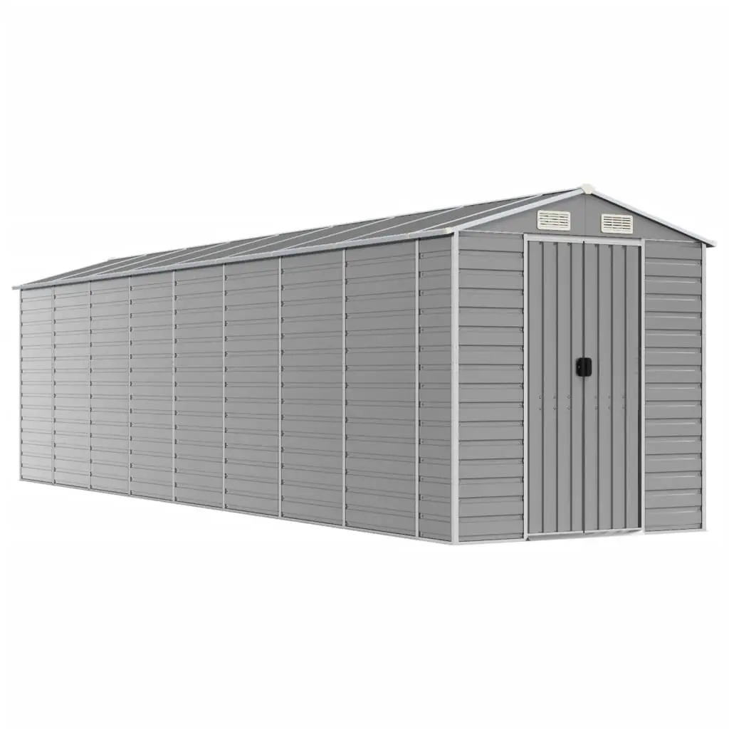 Garden Shed Light Grey 191x725x198 cm Galvanised Steel 3188249 - Home & Garden