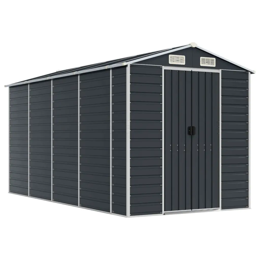 Garden Shed Anthracite 191x385x198 cm Galvanised Steel 3188256 - Home & Garden