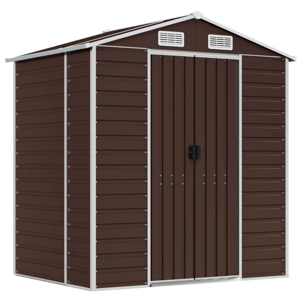 Garden Shed Brown 191x130x198 cm Galvanised Steel 3188264 - Home & Garden