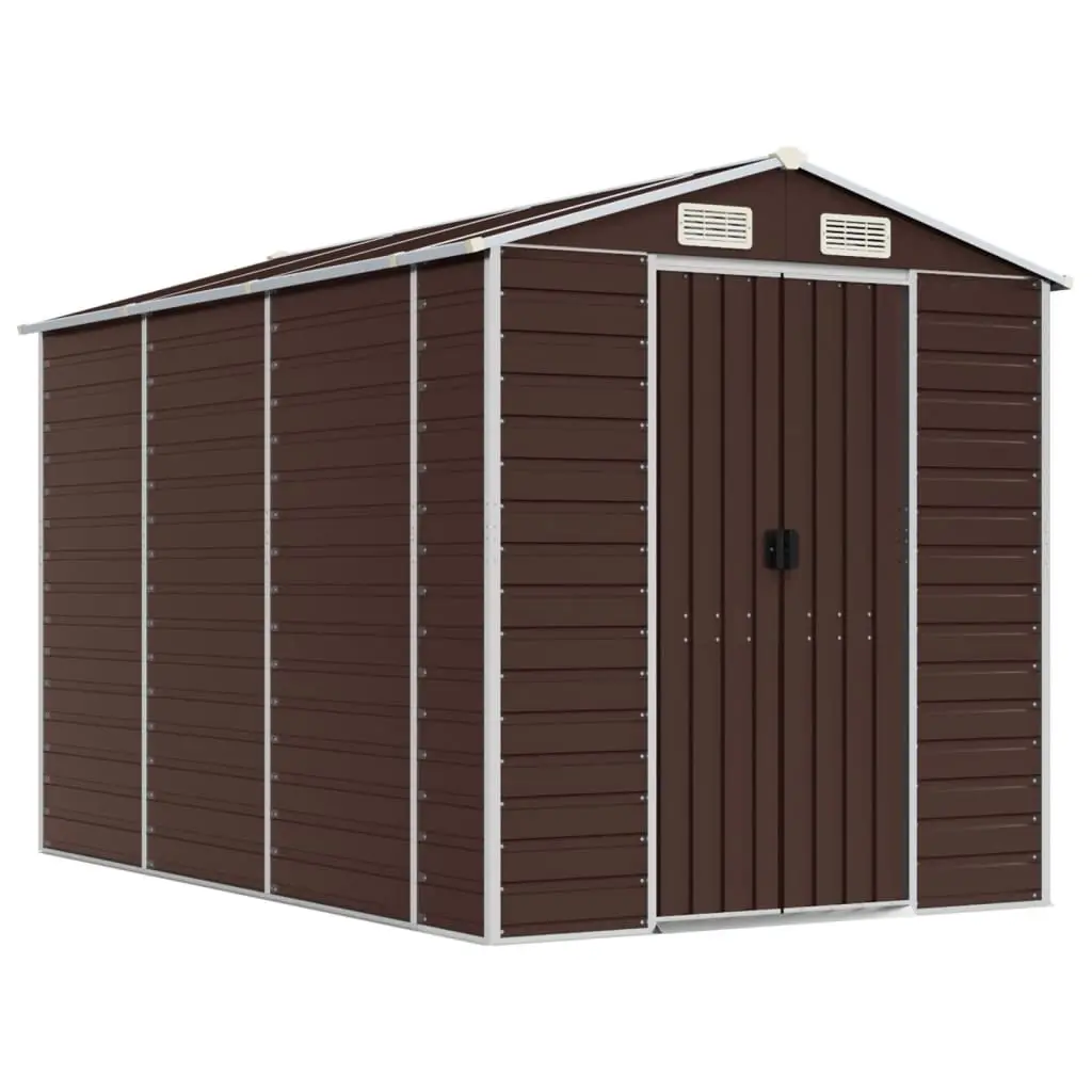 Garden Shed Brown 191x300x198 cm Galvanised Steel 3188266 - Home & Garden