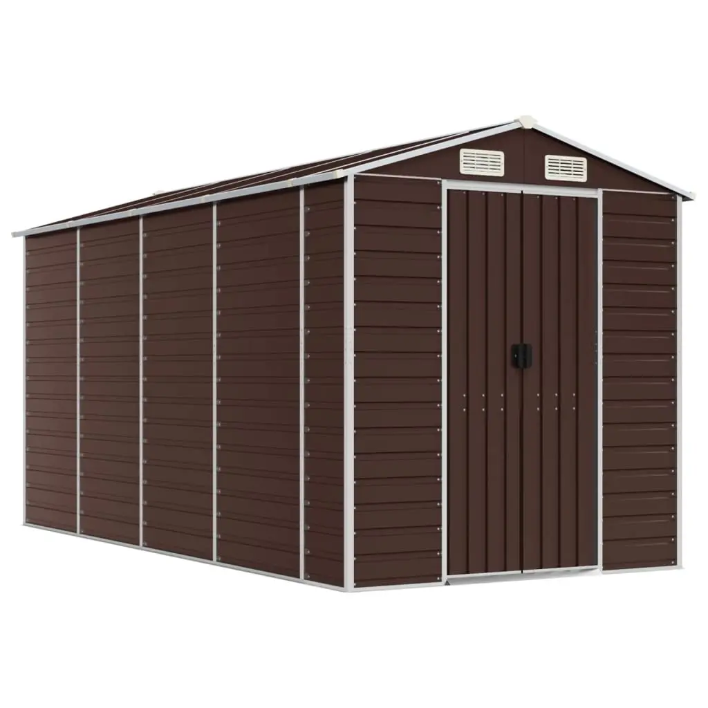 Garden Shed Brown 191x385x198 cm Galvanised Steel 3188267 - Home & Garden