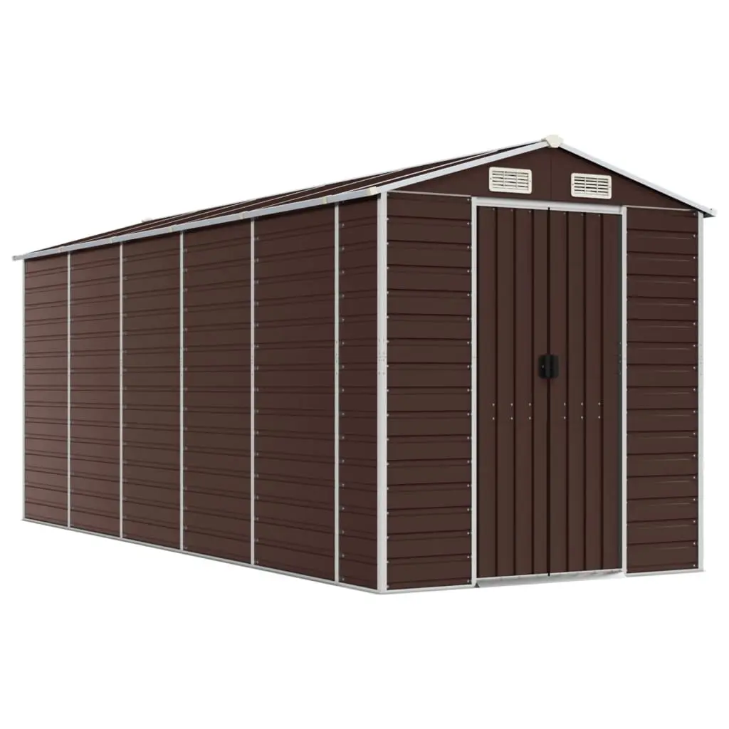 Garden Shed Brown 191x470x198 cm Galvanised Steel 3188268 - Home & Garden