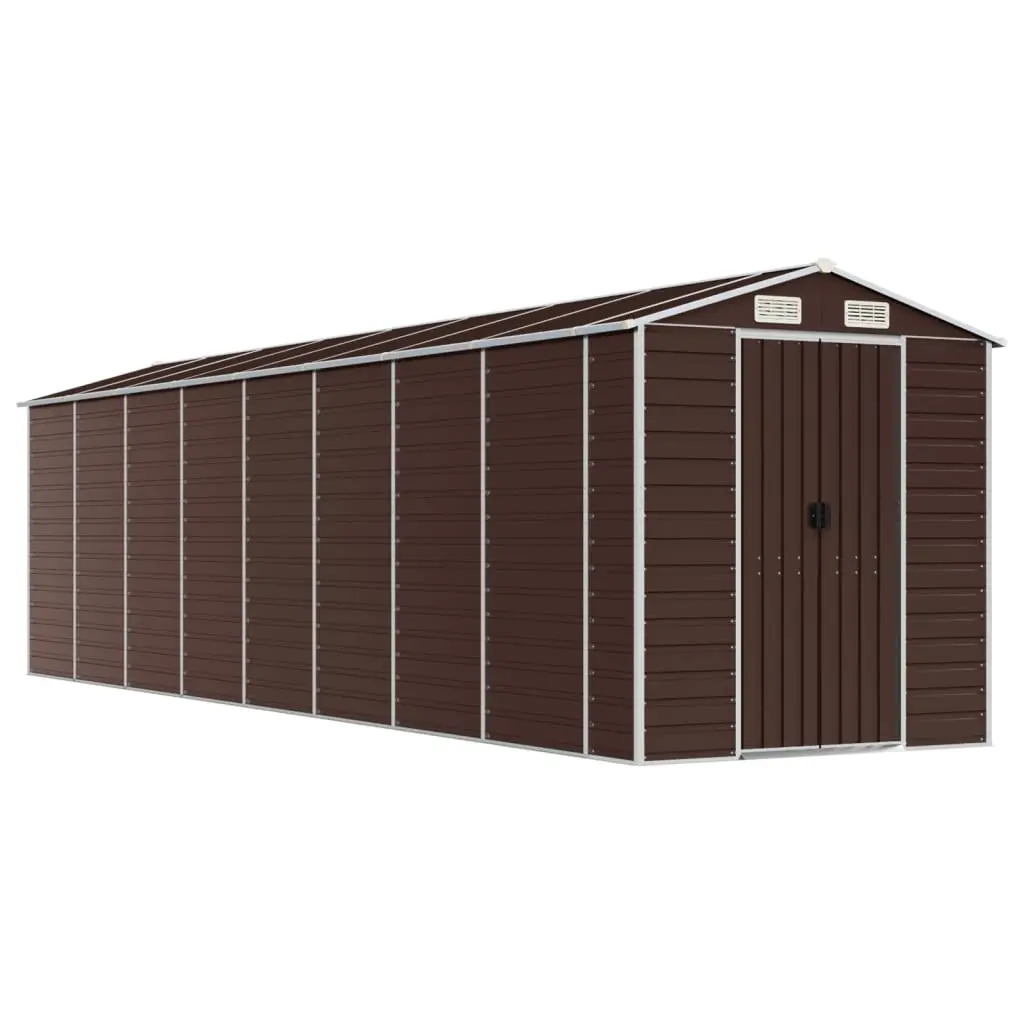 Garden Shed Brown 191x725x198 cm Galvanised Steel 3188271 - Home & Garden