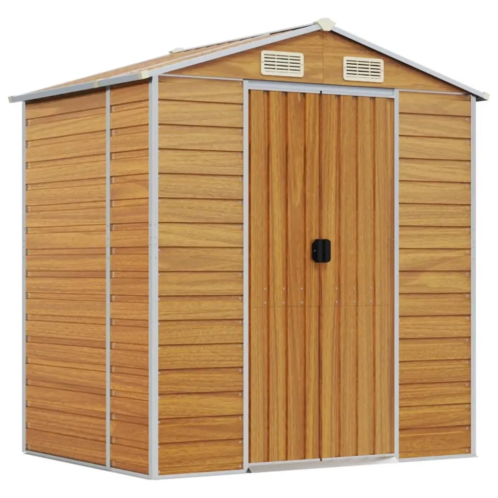 Garden Shed Light Brown 191x130x198 cm Galvanised Steel 3188275 - Home & Garden