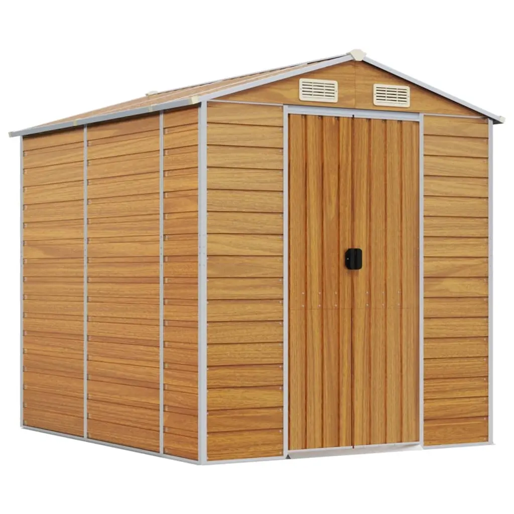 Garden Shed Light Brown 191x215x198 cm Galvanised Steel 3188276 - Home & Garden