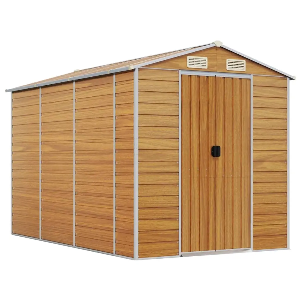 Garden Shed Light Brown 191x300x198 cm Galvanised Steel 3188277 - Home & Garden