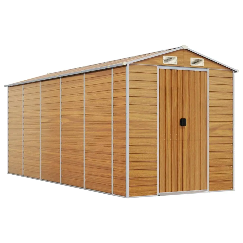 Garden Shed Light Brown 191x470x198 cm Galvanised Steel 3188279 - Home & Garden