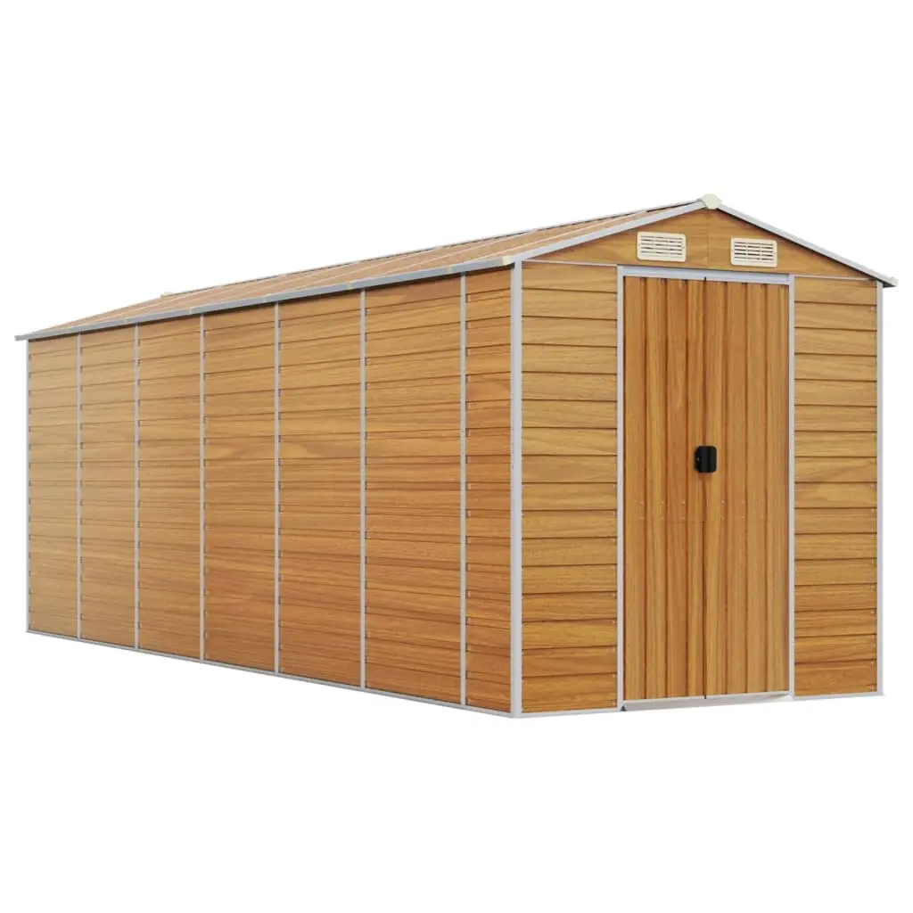 Garden Shed Light Brown 191x555x198 cm Galvanised Steel 3188280 - Home & Garden