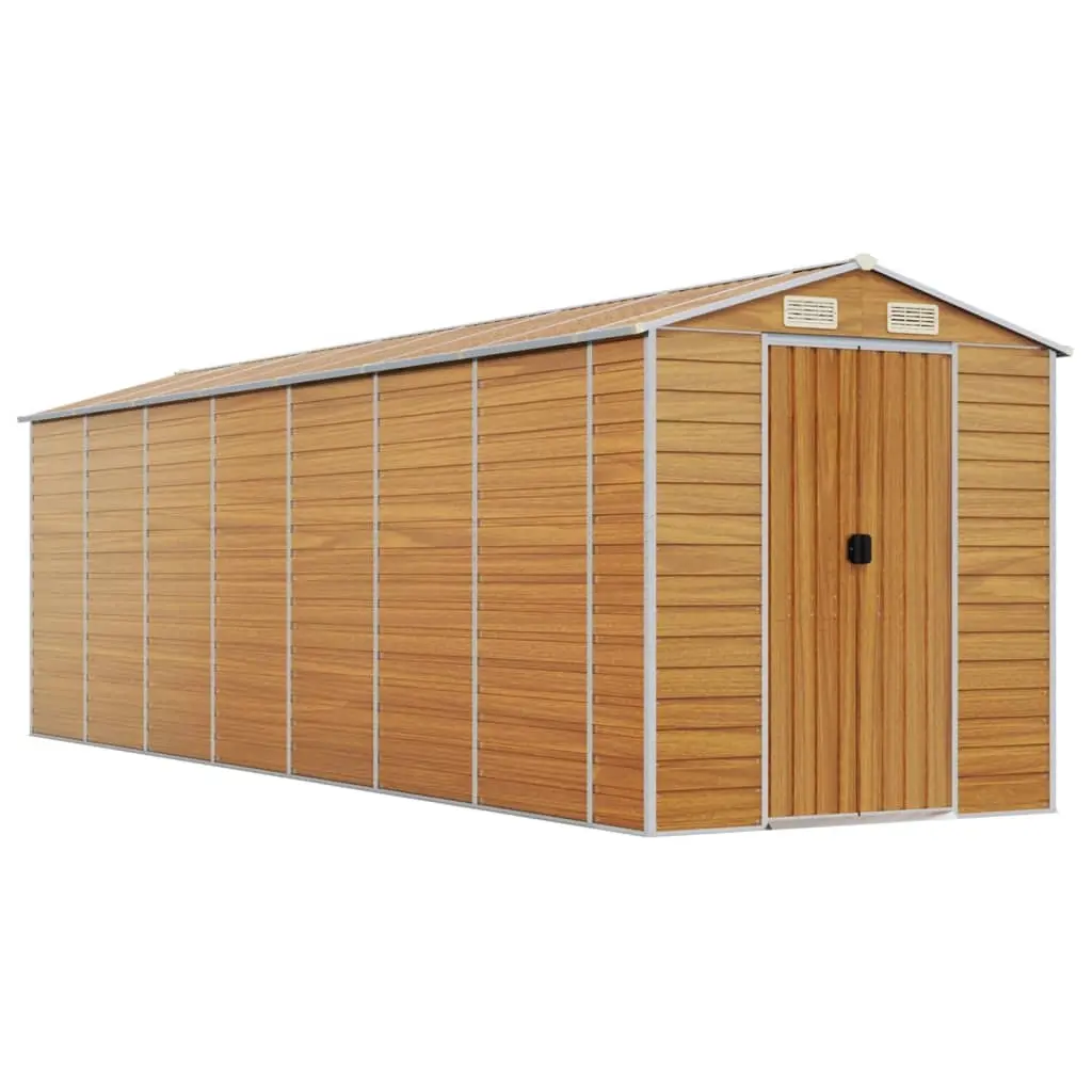 Garden Shed Light Brown 191x640x198 cm Galvanised Steel 3188281 - Home & Garden