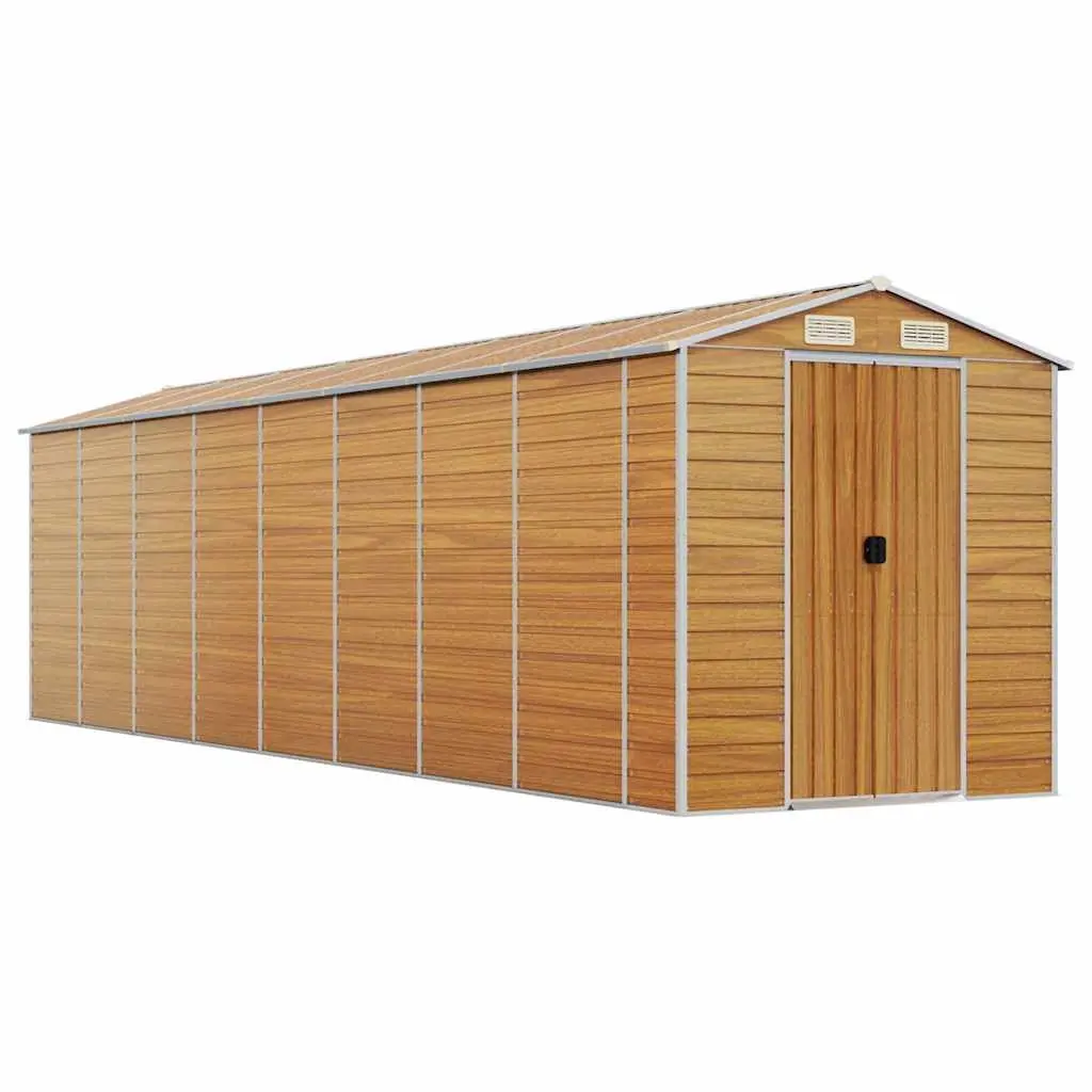 Garden Shed Light Brown 191x725x198 cm Galvanised Steel 3188282 - Home & Garden