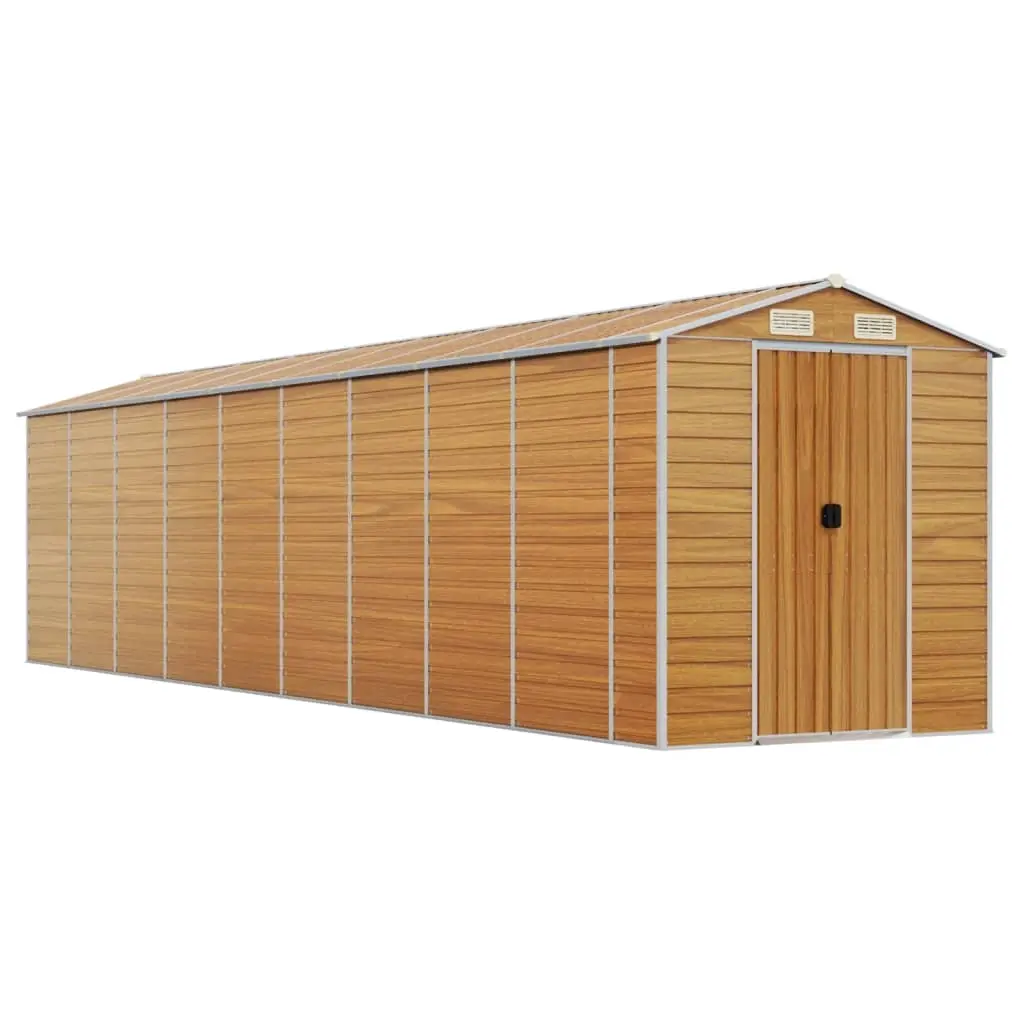 Garden Shed Light Brown 191x810x198 cm Galvanised Steel 3188283 - Home & Garden