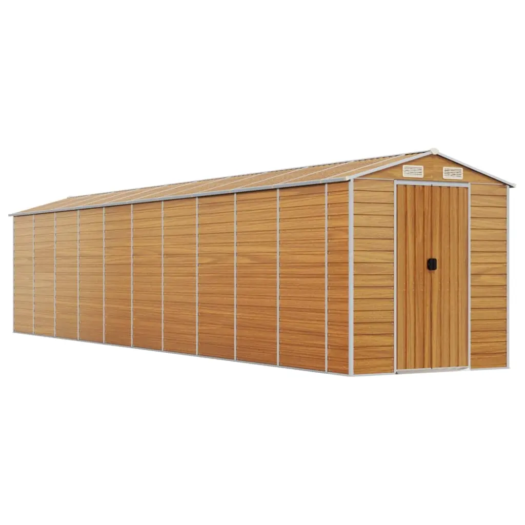 Garden Shed Light Brown 191x895x198 cm Galvanised Steel 3188284 - Home & Garden