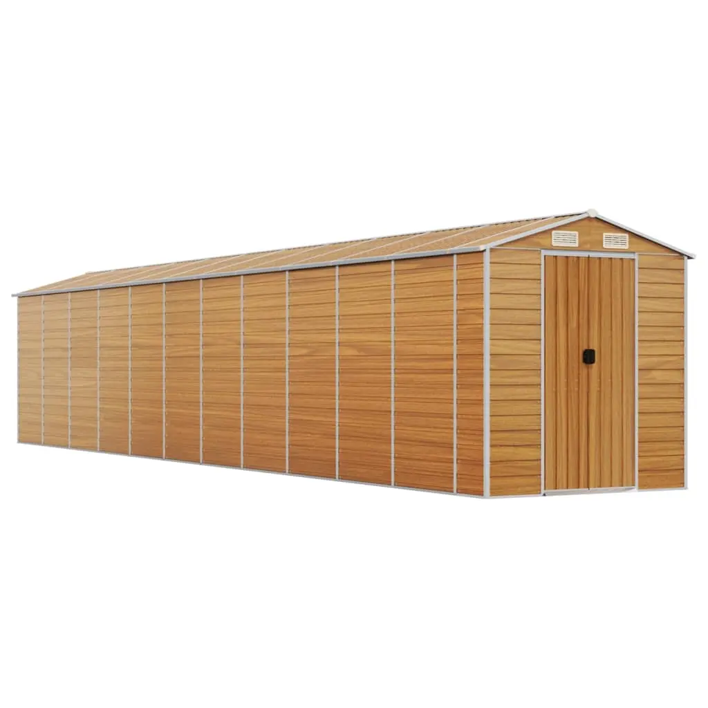 Garden Shed Light Brown 191x980x198 cm Galvanised Steel 3188285 - Home & Garden