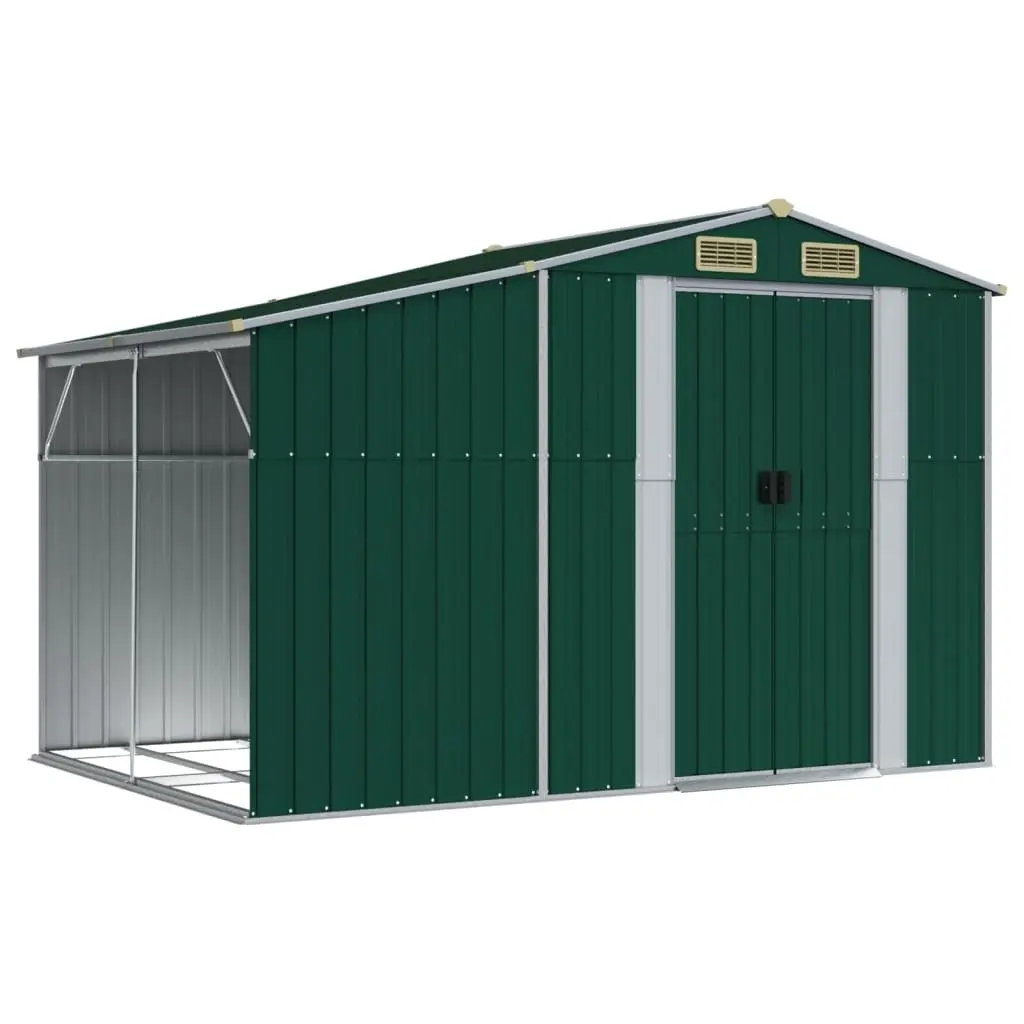 Garden Shed Green 277x192.5x179 cm Galvanised Steel 3188286 - Home & Garden