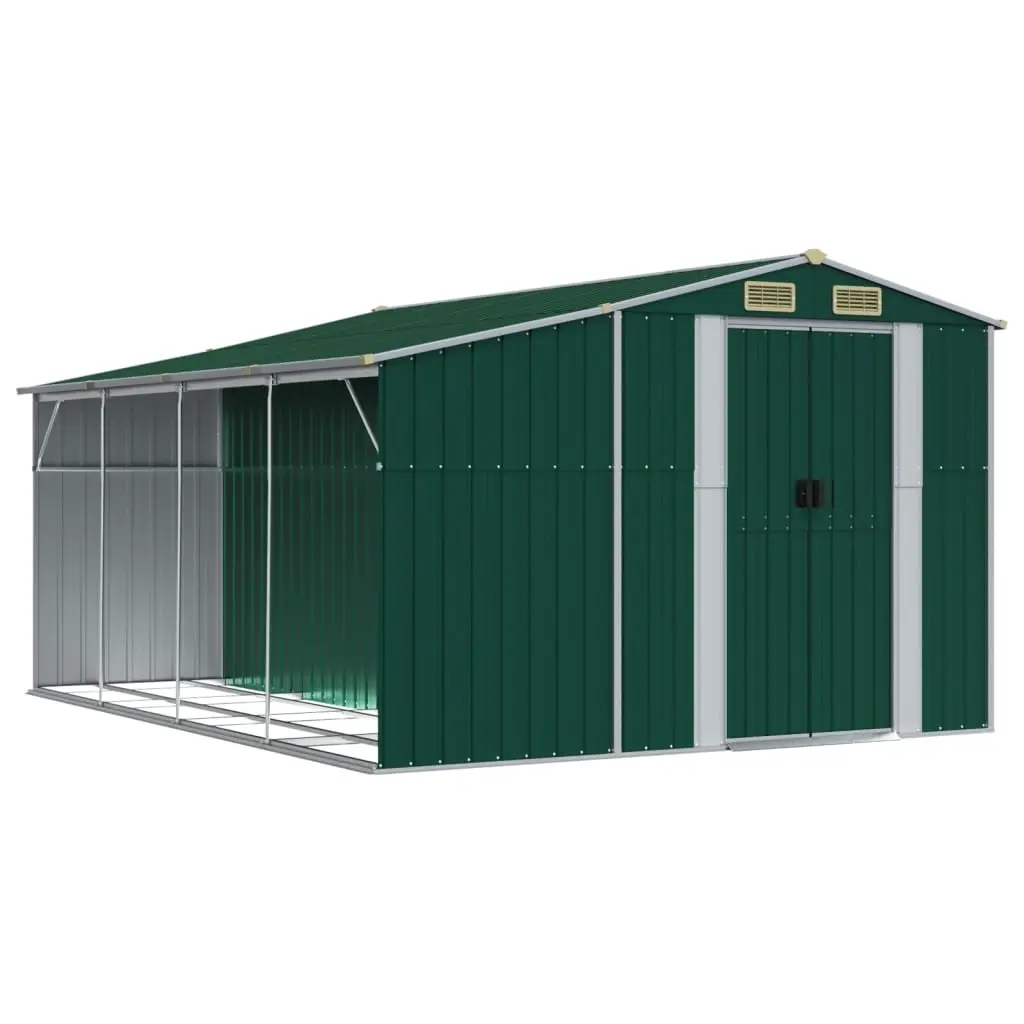 Garden Shed Green 277x365.5x179 cm Galvanised Steel 3188288 - Home & Garden