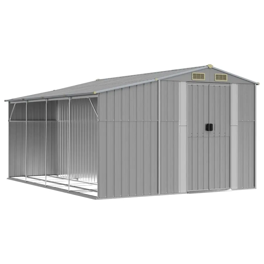 Garden Shed Grey 277x365.5x179 cm Galvanised Steel 3188291 - Home & Garden