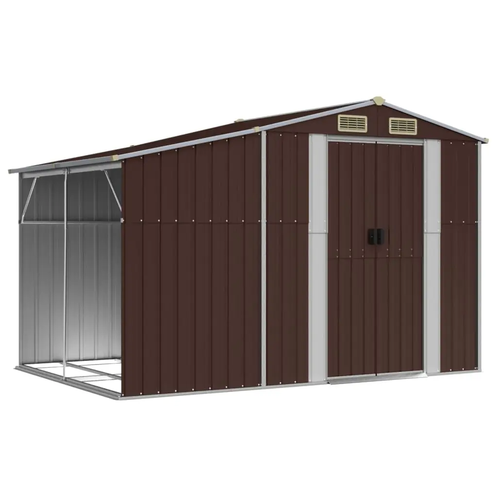 Garden Shed Brown 277x192.5x179 cm Galvanised Steel 3188295 - Home & Garden