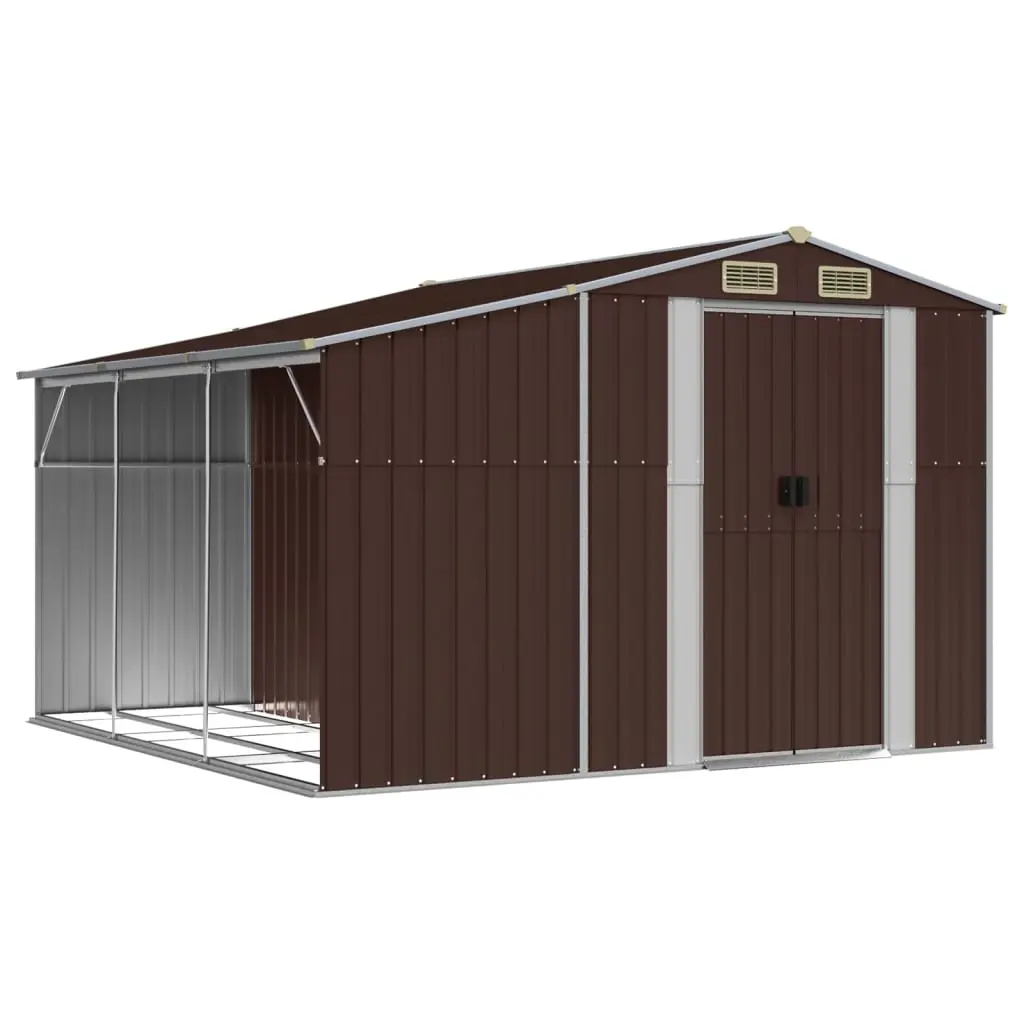 Garden Shed Brown 277x279x179 cm Galvanised Steel 3188296 - Home & Garden