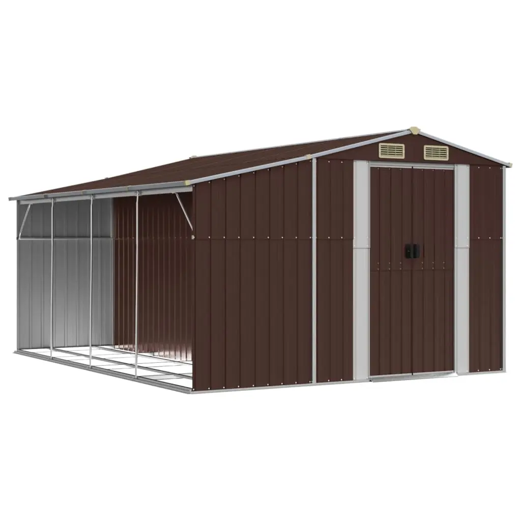 Garden Shed Brown 277x365.5x179 cm Galvanised Steel 3188297 - Home & Garden